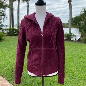 Juicy Couture Velour Quilted Zip Up Hoodie